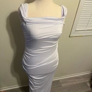 Elegant White Ruched Dress